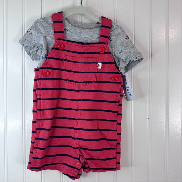 Carter's Baby Boys 6M Sailboat Shirt & Striped Romper Set - New with tags - Picture 1 of 6